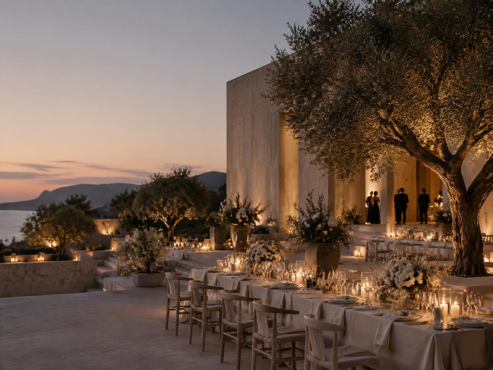 Guests dining together at an elegant outdoor celebration