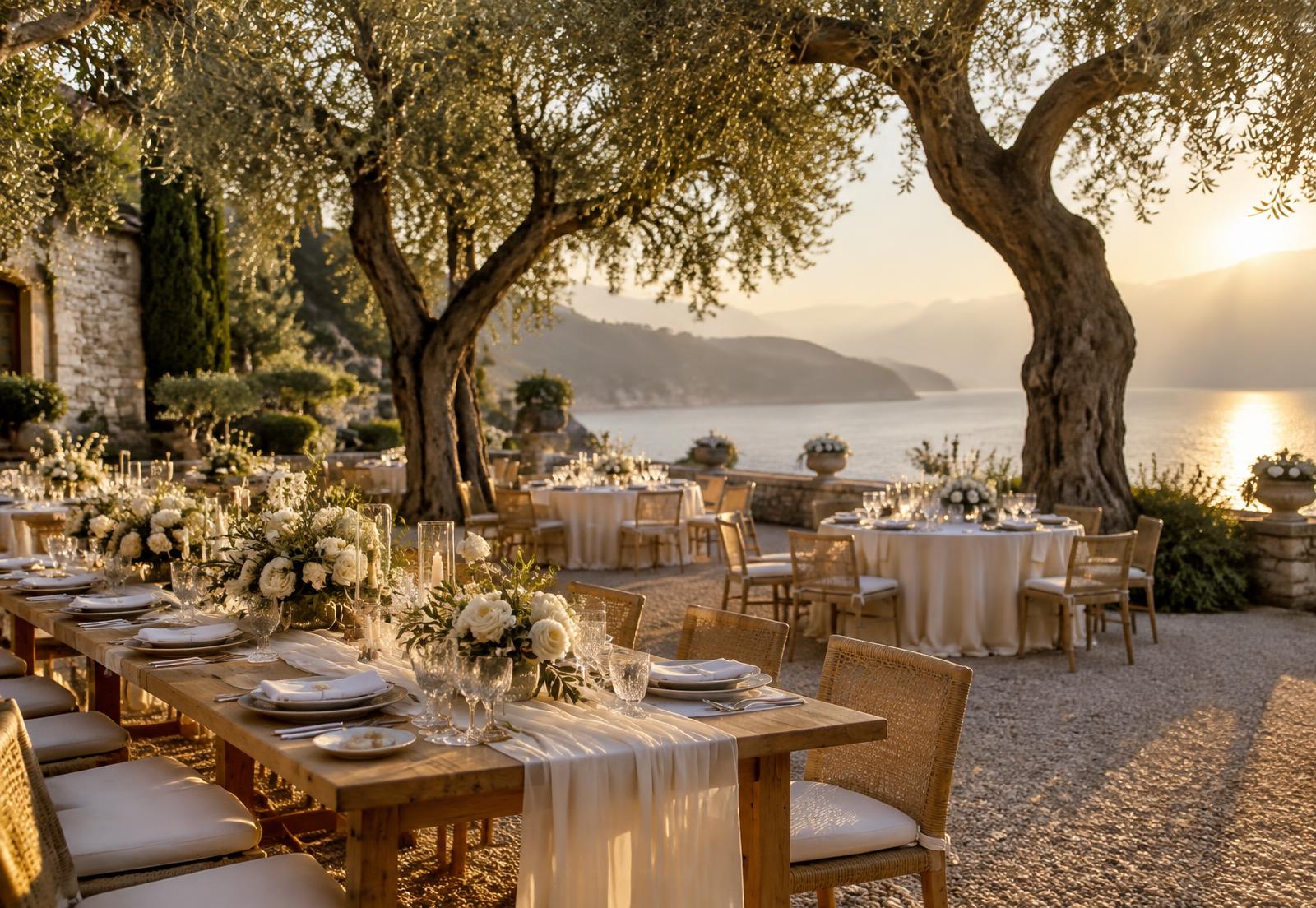 An elegant open-air event overlooking the water